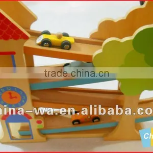 Wooden Sliding Racing Car and Racetrack Toy Set thumbnail-1