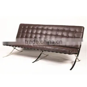 Modern Leather Armless Sofa Barcelona Sofa 3 Seater thumbnail-1