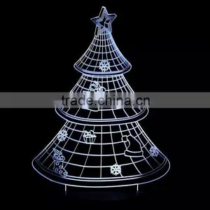 3D Optical Illusion Christman Tree Night Lamp Night Light 10 Colorful LEDs Ultra-thin Acrylic Light Panel AA Battery or DC 5V thumbnail-6