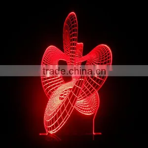 3D Optical Illusion Dance Night Lamp Night Light 10 Colorful LEDs Ultra-thin Acrylic Light Panel AA Battery or DC 5V thumbnail-4