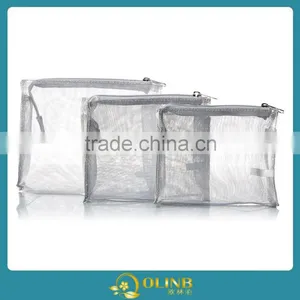 3 Piece Sets Silver Mesh Cosmetic Bag thumbnail-1