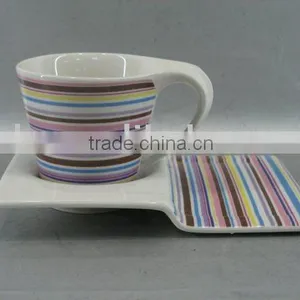 Stripe Porcelain Cup and Plate thumbnail-1