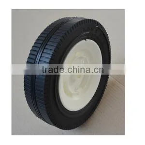 Semi Pneumatic Rubber Wheel 7.5x1.75 Bar White Plastic Rim thumbnail-5