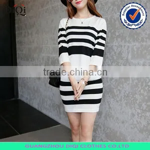 Factory Price Ladies Fashion Short Skirt and Pullover Striped Sweater thumbnail-1