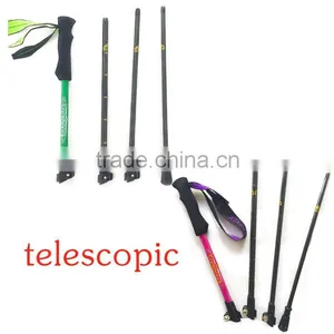 Popular Green Four Sections Carbon Fiber Telescopic Trekking Pole Nordic Walkinghiking Hiking Stick thumbnail-4