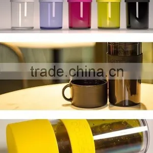 Silicone Sleeve Double-wall Plastic Vacuum Flask thumbnail-1