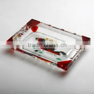 Crystal Cigar Ashtray 3D Laser Engraved Crystal Crafts (G-396) thumbnail-1