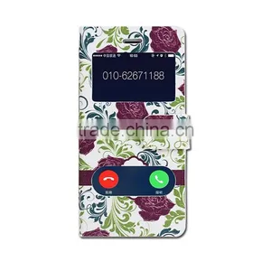 Double Window Flower PU Leather Flip Case for Iphone 6,mobile Phone Case thumbnail-1