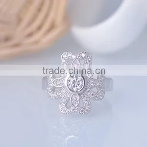 925 Sterling Silver Four Clovers Lucky Leaves Ring With Zircon thumbnail-3