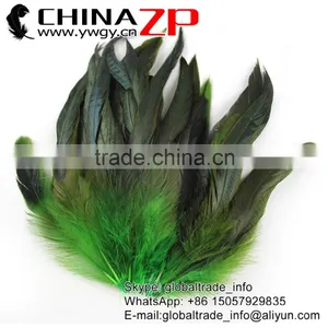Top Supplier ZPDECOR Bulk Sale Wonderful Quality Dyed Kelly Green Half Bronze Rooster Schlappen Feathers for Sale thumbnail-1