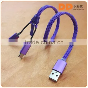 Visible LED Light Zip Charing Cable 2 in 1 Charger Data Cable for Android and Apple thumbnail-2