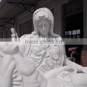 Hand Carved White Marble Pieta Statue thumbnail-2