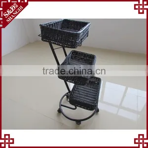 Top Quality Eco-friendly 3 Tier Bread Racks Rectangular Display Basket thumbnail-3