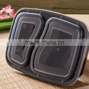 High Quality 2 Dividers Black Plastic Food Bento Boxes thumbnail-4