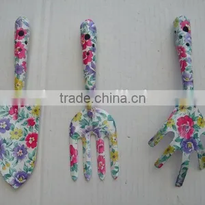 3PCS Chidren Garden Steel Hand Tools Set With Flower Printing thumbnail-1