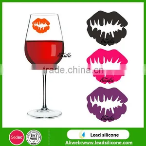 Promotional Party Love Kiss Silicone Wine Glass Markers, Silicone Wine Drink Glass Marker thumbnail-1