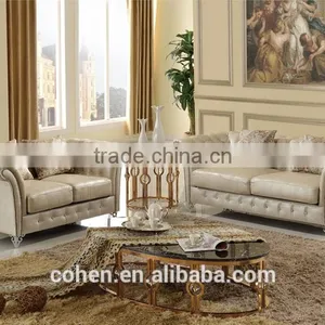 SF033 2015 New Arrival European White PU Leather Sofa Designs With Crystal Buttons Stainless Steel Legs thumbnail-1