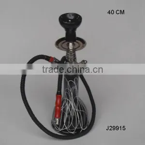 Black Coloured Glass Hookah With White Pattern With Metal Stem and Ceramic Top thumbnail-1