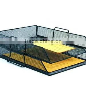 Black Office Facility Double Metal Mesh Rotating File Holder thumbnail-2