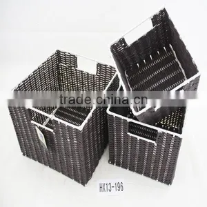 New Item Rectangle Hand Made Weaving Plastic Baskets thumbnail-1