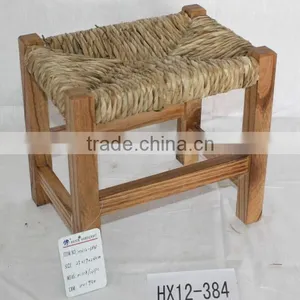 Vintage Rush Seat Wooden Chair/Stool thumbnail-1