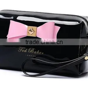 Colorful Ladies pu Cosmetic Bags Big Canvas Comestic Pouch With Bow and Metal Logo thumbnail-6