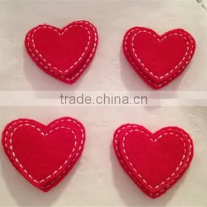 Hot Sell Adorable Doubled Embroidered Felt Applique Hearts Made in China thumbnail-1