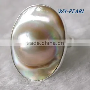 Fashion Lady Pearl Ring Bowl Ring Tahitian Pearl Ring thumbnail-2