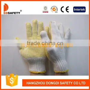 DDSAFETY 2017 Soft Cotton Polyester Knitted Gloves With Pigment Yellow Safety Gloves thumbnail-1