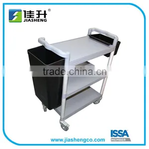 3 Shelf Plastic Service Cart Restaurant Cleaning Cart 07101*01 thumbnail-3