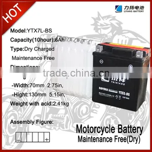 Dry-charged Maintenance Free Motorcycle Battery YTX7L-BS thumbnail-1