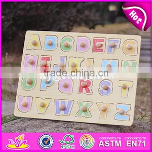 2017 Top Fashion Educational Toddlers Wooden Alphabet Puzzle W14M101 thumbnail-3