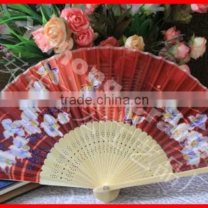 Japanese Style Bamboo Silk Fan Butterfly Print thumbnail-1