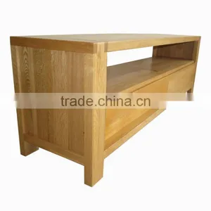 2 Drawer Oak Wood TV Stand thumbnail-1