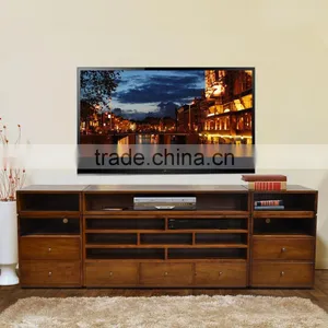Buffet TV Modern Multi Drawers Brown Color Teak Wood Furniture, Indonesian Furniture Handmade Production thumbnail-1