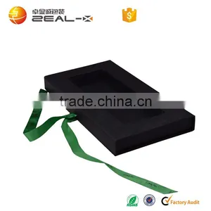 Cardboard Matte Black Box for Hair Extensions With Ribbon thumbnail-3