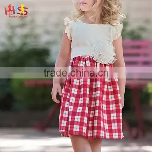 2017 New Baby Girls Kids Designer Clothes Beige Plaid Ruffle Skirt Dress thumbnail-2