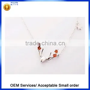 2016 Cute Elk Milu Deer Shape Jewelry New Xmas 925 Sterling Silver Necklaces thumbnail-1