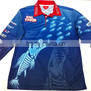 Sublimated Printing Custom Fishing Shirt, Buttons on Collar, Comfortable Rid Fabric on Wrist thumbnail-1