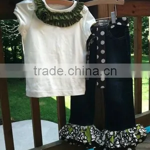 New Fashion Girls Jean Ruffle Pants,children's Demin Jeans Pants With Ruffle thumbnail-2