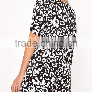 Wholesale Popular Full Print Ladies Summer Pyjama Cotton Short Pajamas Women Jersey Loungwear thumbnail-2