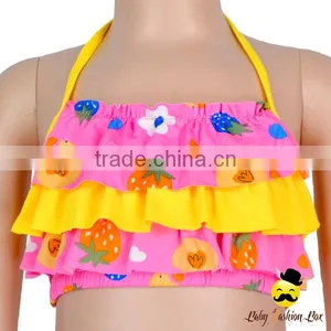 2017 New Design Children Ruffle Halter Cake Wrap Chest Little Girl Swimwear Beach Clothes Top thumbnail-4