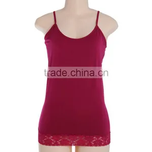 Seamless Polyamide and Spandex Lace Bottom Womens Tank Top thumbnail-1