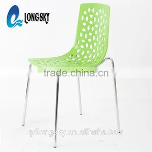 LS-4007 Wholesale New Designed Competitive Price Plastic Hollow Leisure Chair Stackable PP Plastic Chair Dining Chair thumbnail-2