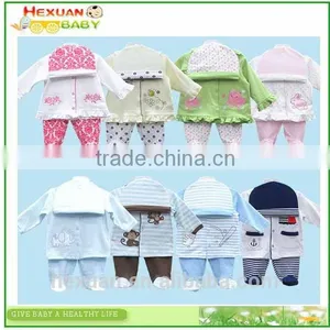100% Cotton Wholesale High Quality Spring Autumn 3PCS/Set Newborn Infant Baby Boy Girl Suits thumbnail-1
