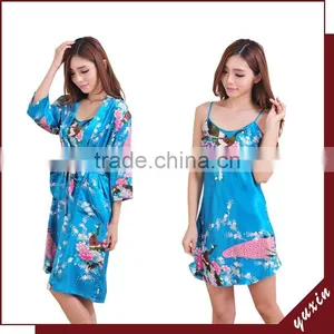 Japanese Kimono Style Dress Kimono Dress Kimono Satin Robe TP026 thumbnail-1
