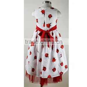 3D Digital Printed Sleeveless Flower Girl Net Dress for Kids thumbnail-2