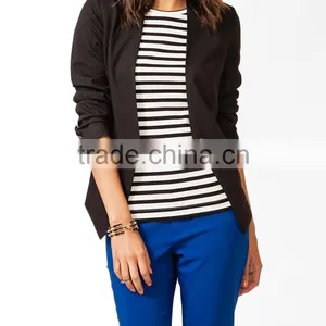 Collarless Faux Leather Blazer thumbnail-1