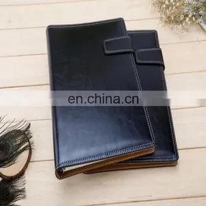 Cheap Custom Black Simple Leather Cover Notebook With Magnet Buckle and Wire Binding for Travel Journal Diary School Note Book thumbnail-1