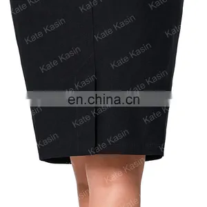 Kate Kasin Occident Women's Black High Stretchy Hips-Wrapped Split Short Pencil Skirt 20" KK000273-1 thumbnail-4